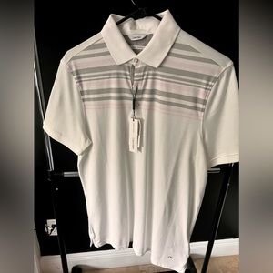 NEW Calvin Klein White/Pink/Gray Polo // Size Small